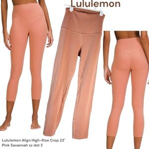 Lululemon Align High-Rise Crop 23" Pink Savannah W6BWSS women's 2 Activewear